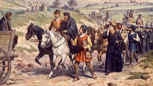 Jan Amos Komenský odvádí moravské bratry do poslkého exilu