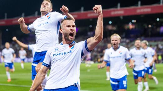 Erik Prekop slaví gól proti Austrii Vídeň