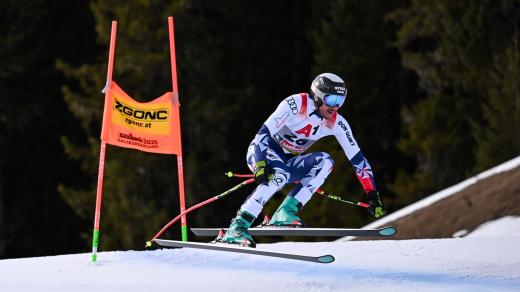 Jan Zabystřan při sjezdu na mistrovství světa v Saalbachu