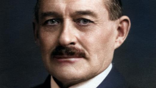 Karel Prášek, bývalý předseda Senátu, spojený ve 20. letech s tzv. lihovou aférou (digitálně kolorováno)