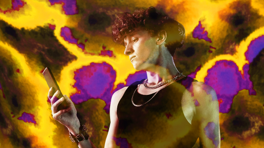 Progresivní mladý muž mobil