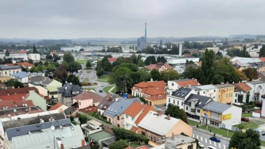 Nový Jičín z věže kostela Nanebevzetí Panny Marie