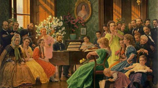 Bedřich Smetana obklopen přáteli, rok 1865