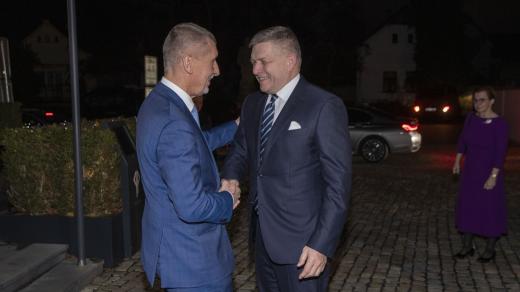 Andrej Babiš a Robert Fico v Praze v roce 2023