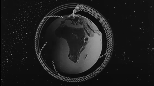 Záběr z filmu Všudybylovo dobrodružství (1936, propagační kreslený film Radiojournalu)