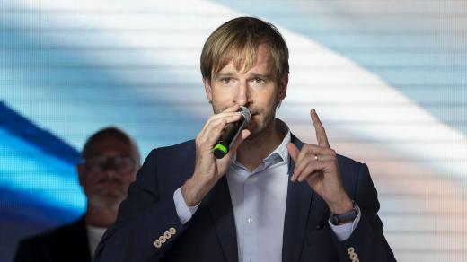 Adam Vojtěch během předvolební kampaně hnutí ANO v Olomouci