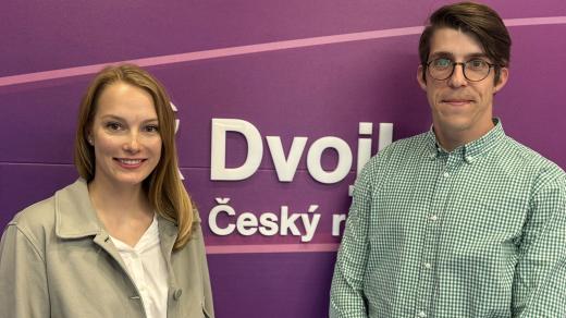 Adéla Chalupová a moderátor Jan Lukačevič