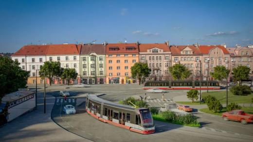 Vizualizace nové tramvajové zastávky Malovanka