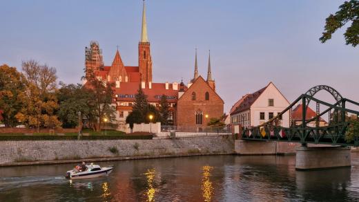 Wroclaw - Dómský ostrov při západu slunce