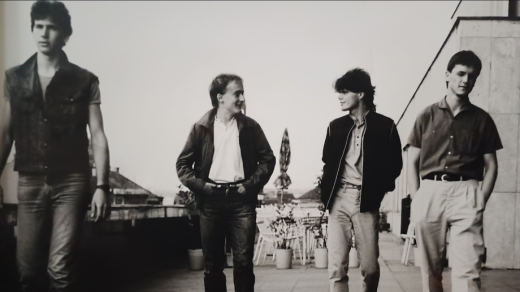 Letadlo 1982 | zleva Ivo Heger, gt, synth, key, Jiří Šimeček, ds Petr Václavek, bg Josef Vondrášek, voc, gt, lyrics