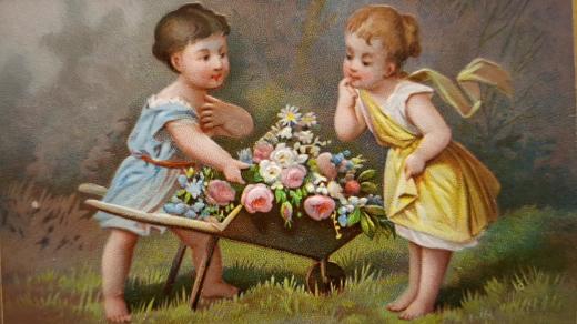 Detail přání z roku 1882 ve sbírce Východočeského muzea v Pardubicích