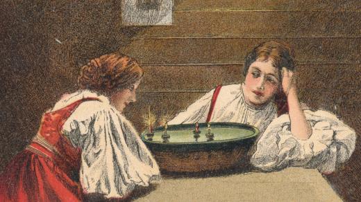 České vánoční zvyky zachycené na staré pohlednici