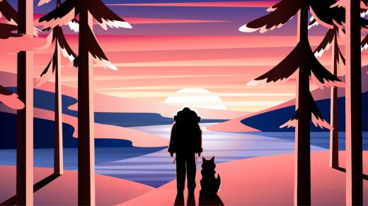 Muž se psem v krajině