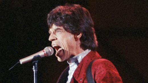 Mick Jagger na prvním koncertu Rolling Stones v Praze 18. srpna 1990