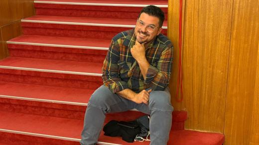 Vysílání Českého rozhlasu Zlín ze Slováckého divadla v Uherském Hradišti, Jožka Kubáník a herec Lukáš Matěj