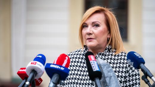 Kandidátka na ministryni financí za ANO do budoucí vládní koalice ANO, SPD a Motoristů Alena Schillerová přichází na konzultaci s prezidentem Petrem Pavlem