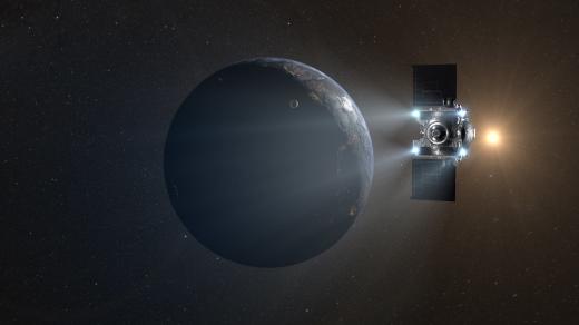 Sonda OSIRIS-Rex odesílá na Zemi pouzdro se vzorky z planetky Bennu (detail z počítačové animace)