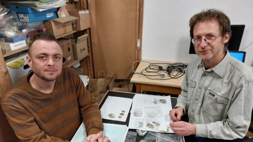 Bohumil Dvořák a Milan Vokáč, archeologové Muzea Vysočiny Jihlava