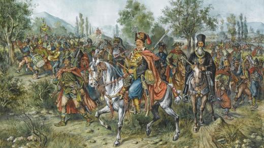 Baron Franz von der Trenck v čele svého regimentu