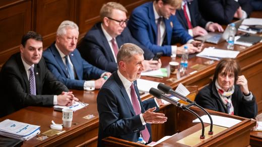 Premiér Andrej Babiš (ANO) hovoří na schůzi Sněmovny