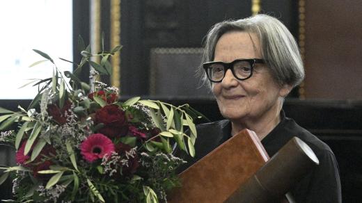 Agniezska Holland po převzetí Ceny Karla IV.