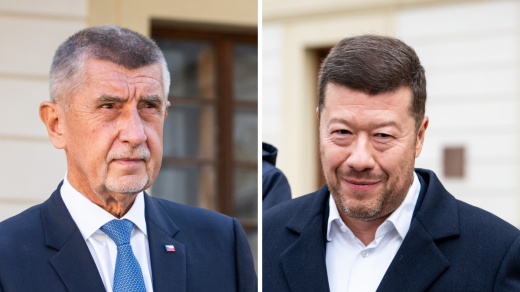 Předseda ANO Andrej Babiš (vlevo) a šéf SPD Tomio Okamura