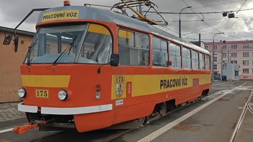 Pracovní vůz Plzeňských městských dopravních podniků