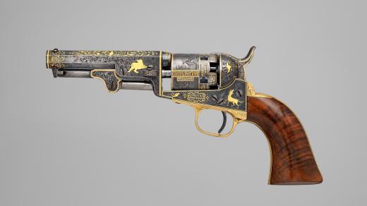 Americký revolver Colt kapesní, model 1849 se zlacenými intarziemi (asi 1853)