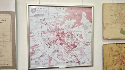 Město Aš na mapě na stejnojmenné výstavě v tamním muzeu