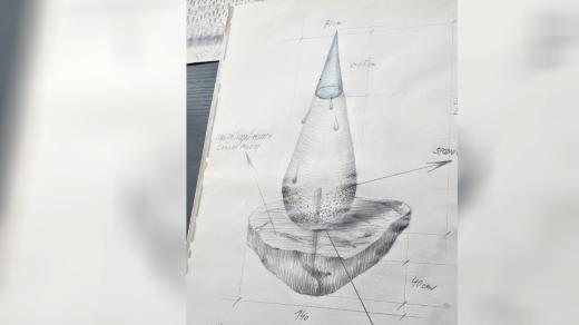 Kapka pro Těrlicko, nákres sochy