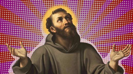 Svatý František je ochráncem zvířat. Detail z obrazu malíře Agostina Carracciho (koláž Český rozhlas)