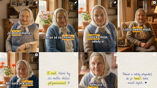 AI Babička Libuška radí na Instagramu (snímek obrazovky)