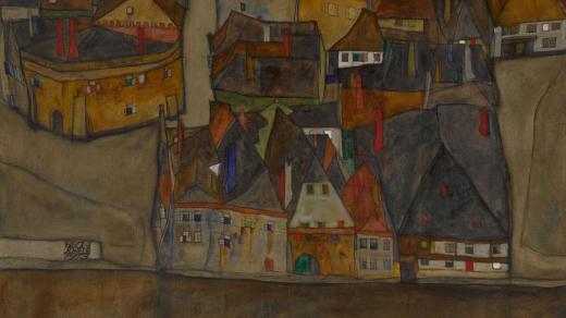 Egon Schiele: Město v soumraku (Dämmernde Stadt, 1913)