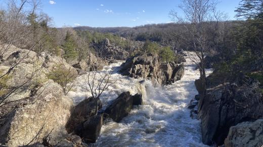 Bouřlivé peřeje asi 30 km od centra Washingtonu