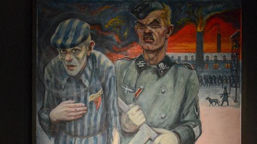 Z výstavy Památníku Osvětim: detail obrazu Davida Olereho