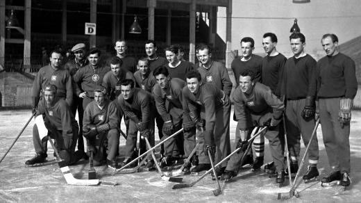 Příprava československých hokejistů na mistrovství světa v Londýně 1950