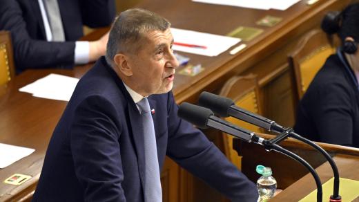 Premiér Andrej Babiš během projevu ve Sněmovně