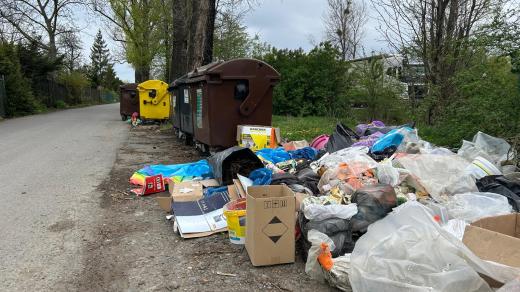 Černá skládka u zahrádkářské kolonie v přerovské místní části Lověšice