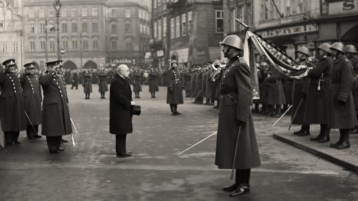 Prezident Emil Hácha na Staroměstském náměstí v Praze