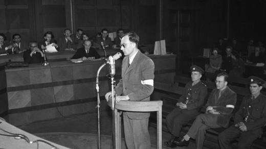 Veleslav Wahl při výpovědi v procesu, který skončil jeho justiční vraždou