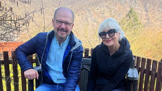 S Václavem Žmolíkem na návštěvě u Báry Nesvadbové v její vile za Prahou