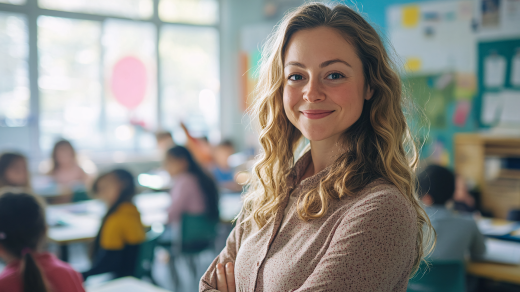 Učitelka ve třídě s žáky (ilustrační foto)