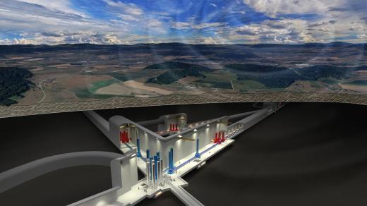 Einsteinův teleskop, detektor gravitačních vln - vizualizace
