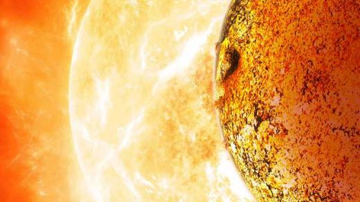 Pekelně rozžhavená exoplaneta Kepler-78b, která oběhne svou mateřskou hvězdu jednou za 8,5 hodiny, v představě výtvarníka.