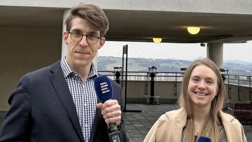 Lucie Ráčková a moderátor Jan Lukačevič