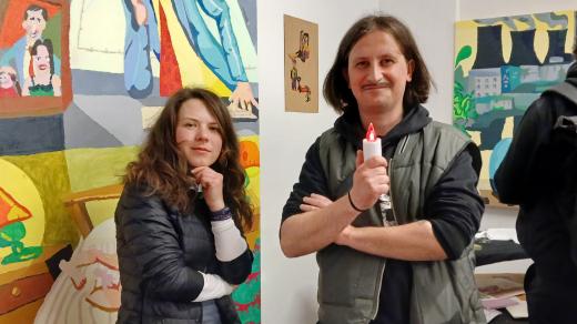 Kurátorka Marie Meixnerová a umělec Kryštof Netolický