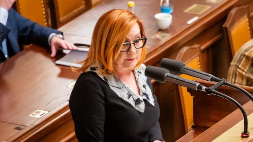 Alena Schillerová (hnutí ANO) na mimořádné schůzi Sněmovny, kde chce opozice hlasovat o nedůvěře vládě