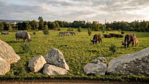 80. narozeniny dvorského safari parku. Při oslavách bude položen i základní kámen nové části safari (vizualizace AI)
