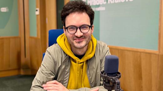 Martin Brunner mladší ve studiu Českého rozhlasu Hradec Králové