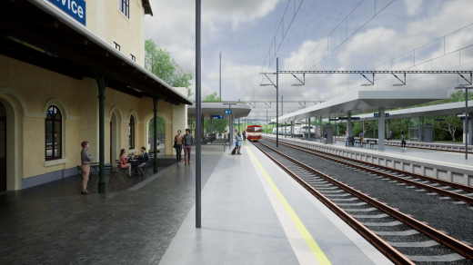 Vizualizace projektu nádraží v Hostivicích